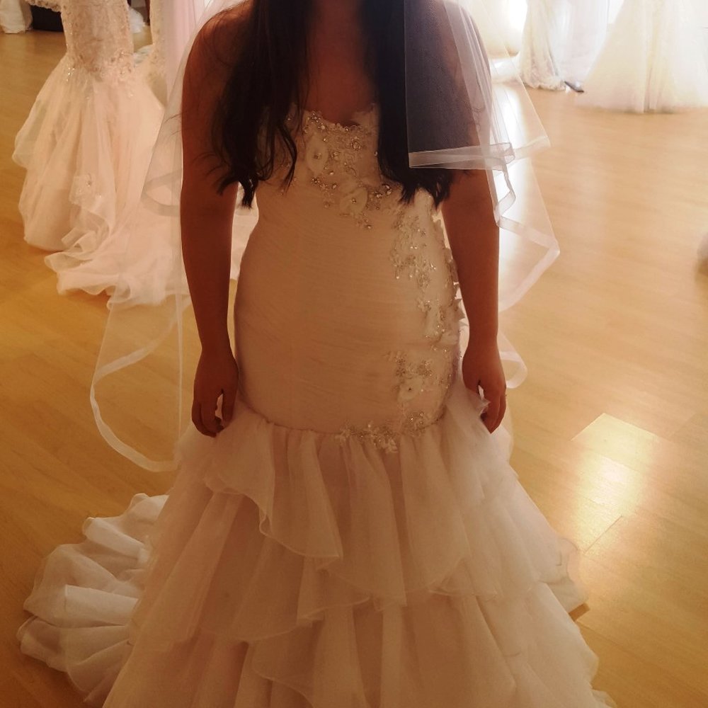 Strapless blush wedding dress